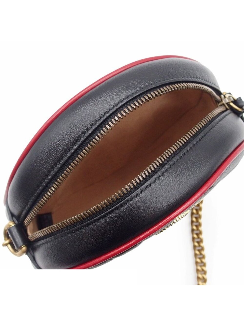Gucci Chain Shoulder Bag Black Leather Round GG Marmont - Picture 5 of 9